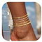 Nelytiya 5 Pièces 18K Or Bracelets de Cheville pour Femme Plage Étanche Bracelet Cheville pour Femme Acier Inoxydable Set de Bracelets De Cheville