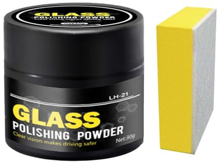 Eliminador de arañazos de cristal – polvo de limpieza en polvo para ventanas, polvo de pulido de vidrio | abrillantador de parabrisas para películas, manchas, arañazos | Limpieza segura del parabrisas