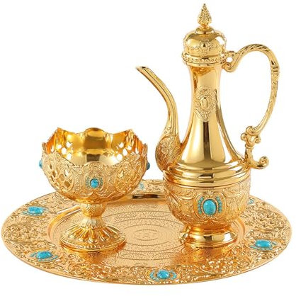 Folpus Turkish Coffee Pot Set Metal Verre Verre Zinc Alloy Craft European Service Set pour Tea Party Home Party