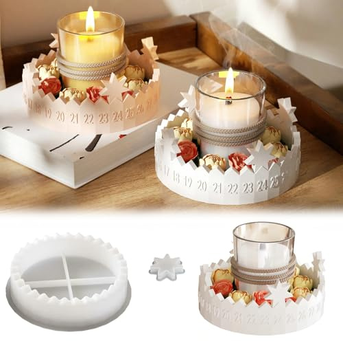 Silikonformen Gießformen Weihnachten, Silikonform Weihnachten Adventskalender, Gießformen Silikon Weihnachtsmann Adventskalender, Giessformen Silikon für DIY Weihnachtsdeko Countdown Kalender (B)