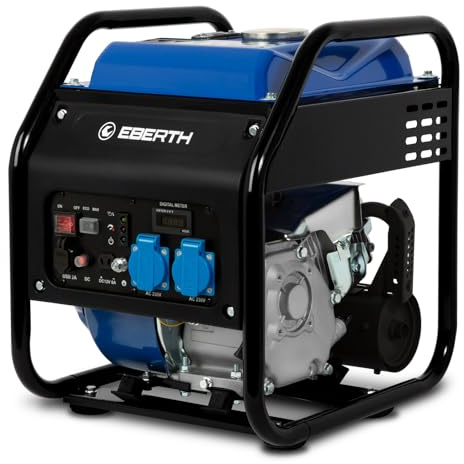 EBERTH Generatore di corrente silenzioso da 3200 Watt con inverter, generatore di corrente di emergenza con motore a benzina da 7 CV, generatore di corrente con 2 prese da 230 V e 2 porte USB