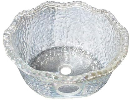 Weißes Badezimmerwaschbecken, modernes Aufsatzwaschbecken aus Glas – rundes Aufsatzwaschbecken