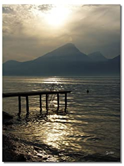 Glücksvilla - Gardasee Abend (Leinwand-Bild 2 cm, 90 x 120 cm)