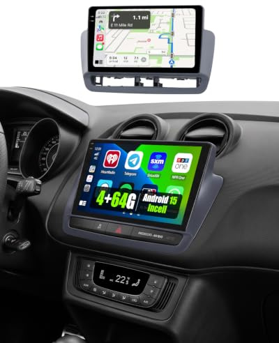 Hikity 4+64G Autoradio pour Seat Ibiza 2012-2015 avec CarPlay Android Auto | 9 Incell Android 15 Radio avec FM RDS EQ Bluetooth Navigation GPS Sortie Vidéo Split-Screen SWC USB WIFI Caméra Microphone