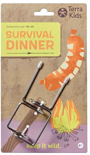 HABA Terra Kids Grillspieß-Aufsatz – Sicherer Lagerfeuer-Stockaufsatz aus Edelstahl für Kinder ab 4 Jahren – Doppelspitze für Marshmallows, Würstchen & Gemüse – 2013841001