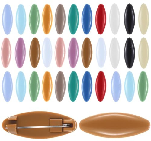 32 Stück Hijab Pins, Sicherheitsnadel Kopftuch, Kunststoff-Stecknadel, Ovale Hijab Nadeln, Sicherheitsnadeln Set, Stecknadel für Bluse Tuch Schal Brosche Kleidung - 16 Farben