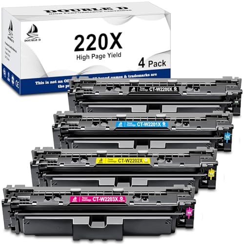 DOUBLE D 220X Toner Cartridges with Chip Compatible for HP 220A 220X W2200X W2201X W2202X W2203X Work with HP Color Laserjet Pro MFP 4302dw 4302fdw 4202dw 4202dn 4302fdn