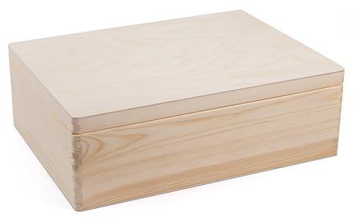 B-WARE Holzkiste mit Deckel Lagerkiste Aufbawahrungskiste Holzbox (40 x 30 x 13 cm)