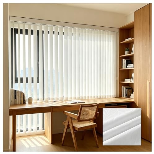Anpassbar Lamellenvorhang Komplettset aus Stoff für Wohnzimmer Innen, Lichtfilterung Weiß Vertikaljalousie Lichtdurchlässig, Vertikalanlage Lamellenanlage 260 150 60 90 200 170 cm(160cmWx280cmH)