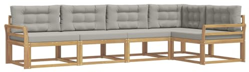vidaXL Outdoor-Sofagarnitur 4 pcs Weiß und Hellgrau Polyester, Moderne Terrasse, langlebige Outdoor-Möbel, wetterfeste Lounge, gemütliches Sofa, vielseitige Pool-Couch