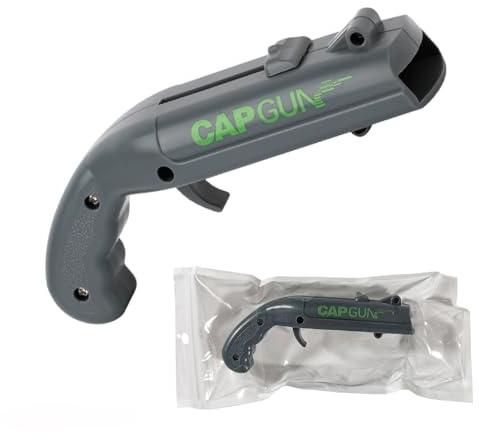 Bottle Opener with Cap Launcher – Funny Shooting Gun for World Cup Parties, BBQ, Tailgates – Unique Beer Cap Shooter Gadget Gifts for Men, Dad, Husband, Him on Birthday, Sports Events (Gray)