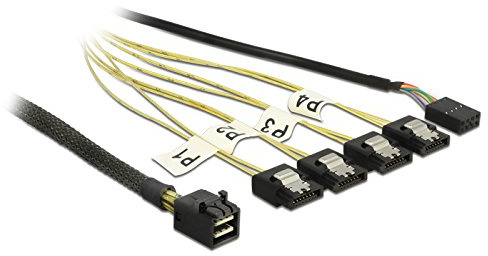 DELOCK Kabel mini SAS HD SFF-8643 > 4 x SATA 7 Pin Reverse + Sideband 0,5 m
