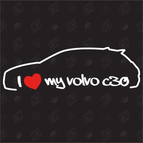 speedwerk-motorwear I Love My C30 - Sticker Compatible with Volvo - Construction Year 2006-2012