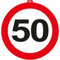 Carpeta® Panneau de signalisation géant « Chiffre 50 » - Diamètre : 47,5 cm - Décoration 50e anniversaire - Plaque de porte et plaque de rue - Avec ou sans crochet de suspension