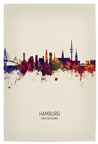artboxONE Poster 30x20 cm Hamburg Städte/Germany Skyline Beige - Bild Hamburg