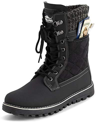 Polar Womens Memory Foam Outside Pocket Inside Zip Thermal Wateproof Deep Tread Rubber Sole Snow Boots