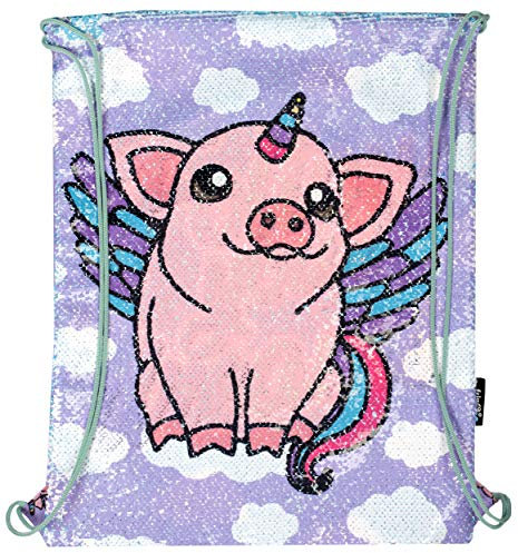 Fringoo - Wendbarer Turnbeutel - Pailetten-Sportbeutel mit Kordelzug für Kinder - Für Mädchen & Jungen - Rucksack für Schule, Sport, Freizeit, Reisen - Wasserdicht - 43 x 34 cm