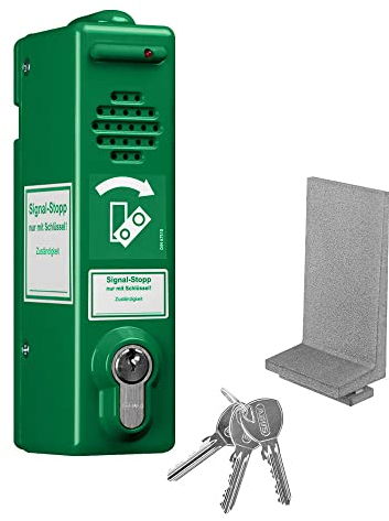 TMS PRO SHOP Türwächter gleichschließend, 80 dB/105 dB, mit Adapter für Paniktreibriegel, Art.-Nr. 70896 | Türwächter Notausgang | Fluchttürwächter | Türwächter Alarm