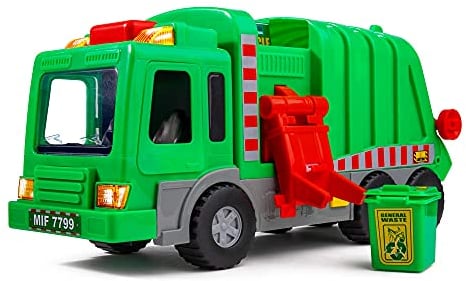 Playkidiz Kids Garbage Truck Toy - Bin Lorry Toy with Lights, Sounds, and Manual Trash Lid - 38 cm Recycling Garbage truck - Interactive Learning Play for Kids - Indoor and Outdoor Play