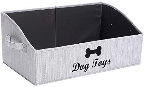 Morezi Heimtierbedarf Aufbewahrungsbox, Canvas Hunde Spielzeugkiste, Faltbare Hundespielzeug Aufbewahrungsbox, rechteckig-Grau