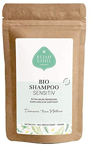 ELIAH SAHIL Bio-Pulvershampoo Sensitiv 10g–Reisepackung für gereizte, zu Allergien neigende Kopfhaut. Trockenshampoo mit Aloe Vera, Kamille und Heilerde, natürlich, ohne Duft- und Konservierungsstoffe