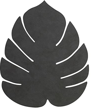 LindDNA Tischset Monstera Leaf aus recyceltem Nupo Leder in der Farbe Black mit Einer Größe von 42X35cm, 990072