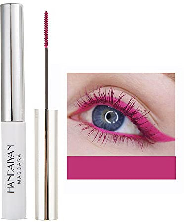 OCHILIMA 4D Mascara farbenfrohe Fasermascara bezaubernde lang anhaltende Mascara, dichte/lange Wimpern wasserfestes und wischfestes Augen-Makeup(Pink)