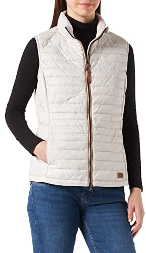 camel active Damen kurze leichte Steppweste mit elastischen Bündchen Weiß, womenswear-40