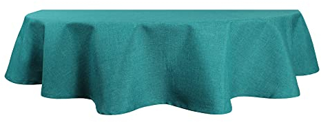 Tischdecke oval Leinenoptik 135x180 cm Petrol Lotuseffekt Tischwäsche Wasserabweisend Tischtuch Fleckenabweisend Bügelfrei Abwischbar Waschbar Innen und Außen Perleffekt