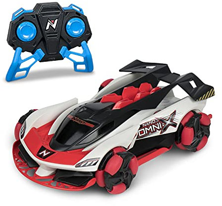 Nikko RC 10201 Nano Omni X - Coche teledirigido teledirigido, vehículo todoterreno hasta 14 km/h, ruedas multidireccionales para rotación de 360°, 2,4 GHz, carga rápida USB, niños a partir de 6 años y