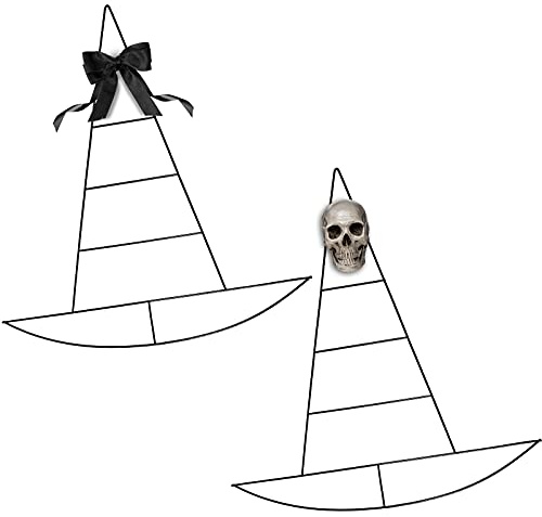Hotop Hexenhut Metall Kranzrahmen Baumförmige Kranzform Piraten Schiff Metallrahmen für DIY Basteln Herzstück Piraten Party Winter Urlaub Neujahr Wand Tür Dekoration, 12,6 x 13,4 Zoll (2 Stücke)