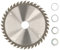 KOTARBAU® Lame de scie en carbure pour bois 40 dents Ø 140 mm + anneaux réducteurs