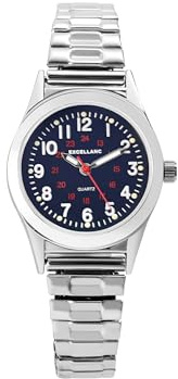 Excellanc Armbanduhr Damen Großes Ziffernblatt Silber | Seniorenuhr Damen mit Zugarmband | Damenuhr Edelstahl analog günstig – ideal für Senioren mit schlechten Augen