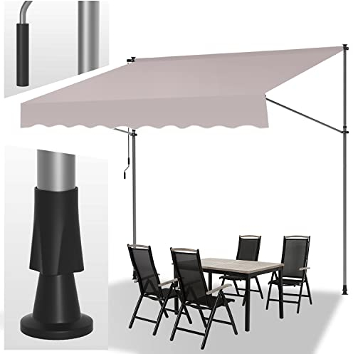 Klemmmarkise 200x120cm Beige mit Handkurbel Balkon, Joparri Balkonmarkise ohne Bohren, Markise UV-beständig & höhenverstellbar 211.5-305cm, Sonnenschutz wasserdicht