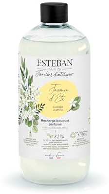 Esteban - 500 ml Duftnachfüllung - Duft Jasmin des Sommers - Nachfüllung Für Duftbouquet oder Raumduftgerät - Innere Raffinesse - 6 Monate Duft - Pflanzlicher Alkohol - Flasche Recyclebar