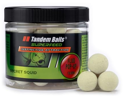 Tandem Baits Karpfen Futter Angelfutter Pop Ups Boilies Zig Rig Chod Rig SuperFeed Fluo Pop-Up 16 mm 70 g Geheime Tintenfisch