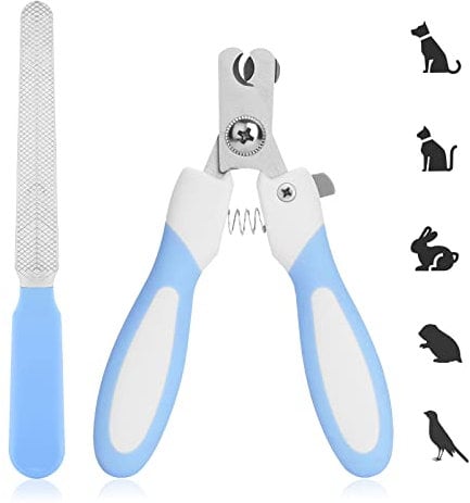 Cobee Dog Nail Clipper with Nail File, Stainless Steel Cat Nail Clipper Professional Pet Nail Clipper Suitable for Puppies Kittens with Safety Lock and Protective Guard to Avoid Over Cutting (Blue)