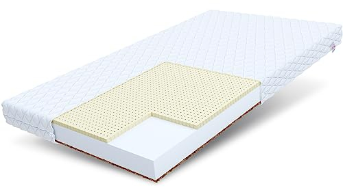 FDM MERKURY Matratze 80x160 cm Taschenfederkern Höhe 11 cm Härtegrad H2 H4 7-Liegezonen Öko-Tex Allergikergeeignet Bezug Waschbar Latex Kokosfaser-Einlage