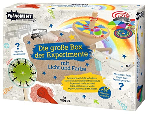 moses. PhänoMINT Die große Box der Experimente,Licht und Farbe entdecken,Experimentier-Set mit spektakulären optischen Täuschungen für clevere Kids,Lernspielzeug Kinder,30341,Mehrfarbig, Mittel