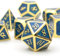 D&D Würfel Set 7 Stück Polyedrische Würfel,HNCCESG 15MM DND Wuerfel Set Metall für Dungeon und Dragons Würfelset RPG MTG and Tabletop Games or Gifts Spielwürfel （Gold Gunflint Blau ）