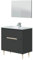 Miroytengo Mueble de Baño con Espejo y Lavabo Lotto Color Gris Antracita y Roble Claro 80x45x80 cm
