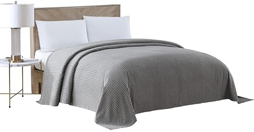 Beatrice Home Fashions Queen Channel Chenille Bedspread, Gray