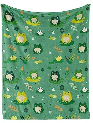 Frogs Throw Blanket Cute Frogs Gifts Soft Flannel Lightweight Frogs Blanket for Frogs Lovers Kids Girls Boys All Season Cartoon Animals Blankets for Sofa Couch Bed Decorative Frogs Blanket 50x60inch