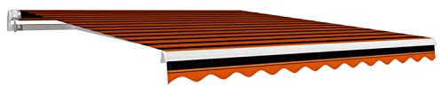 Tidyard Markisenbespannung Sonnenschutz Markisenstoff Markise Balkon Sonnenmarkise Canvas Markisentuch Segeltuch Markisen Tuch Markise UV-resistent Wasserabweisend Orange & Braun 350x250 cm