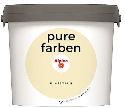 Alpina pure farben Wandfarbe – Blassgrün – strapazierfähige und atmungsaktive Innenfarbe – ergiebig, gut deckend & reinigungsfähig – 2,5 Liter