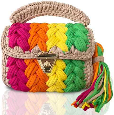 CHQEL Abend-Clutch für Damen, handgefertigt, gehäkelt, Hochzeit, Party, Geldbörse, kleine Klappe, formelle Umhängetasche, Abend-Clutch, Farbe Liebe