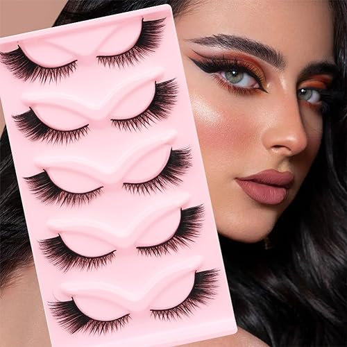 5 paires 3D Faux Cils Oeil de Chat, Cat Eye Lashes, Set d'Extensions de Cils Artificiels Naturels Cat-Eye, Faux Cils, Cils Artificiels Réutilisables 3D, pour Tous Les Jours Fête à Thème, Carnaval.
