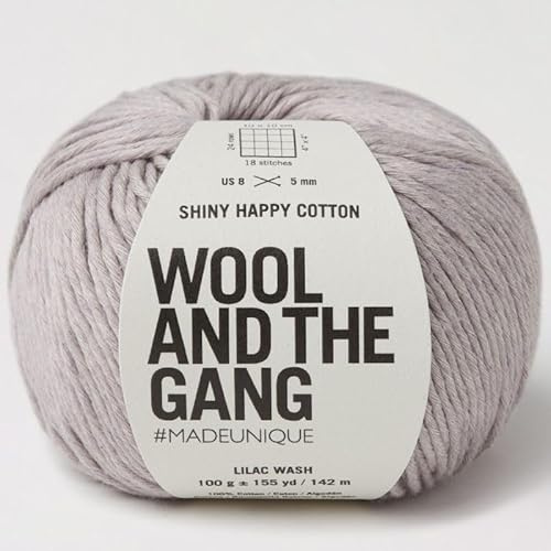 Knitting Wool and the Gang Shiny Happy Cotton Aran - Plain Crochet Yarn - 10 Ply - 293 Lilac Wash