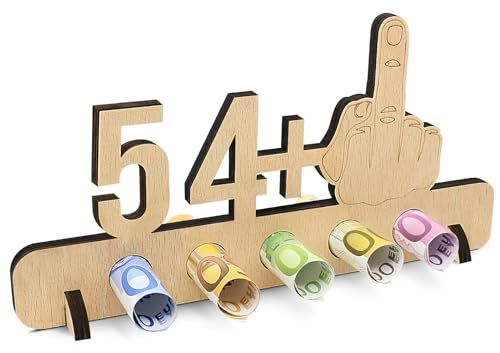 Sugeru Ausgefallenes Geldgeschenke 55. Geburtstag - 54 + 1 | Witzige Lustige Geldgeschenke Schild | Gästebuch Geschenk | Holz Deco für Jubiläum Freunde/Familie/Mann/Frauen Kreatives(55)