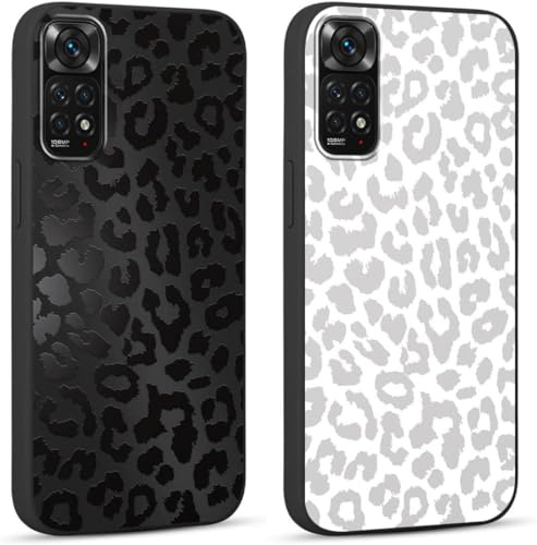 Yoedge 2 Stück HandyHülle für Xiaomi Redmi Note 11/11S 4G Hülle 6,43, Schutzhülle für Redmi Note 11S Case 3D Leopard Muster Design Aesthetic Mädchen Junge Geschenk TPU Silikon Stoßfest Cover, Schwarz